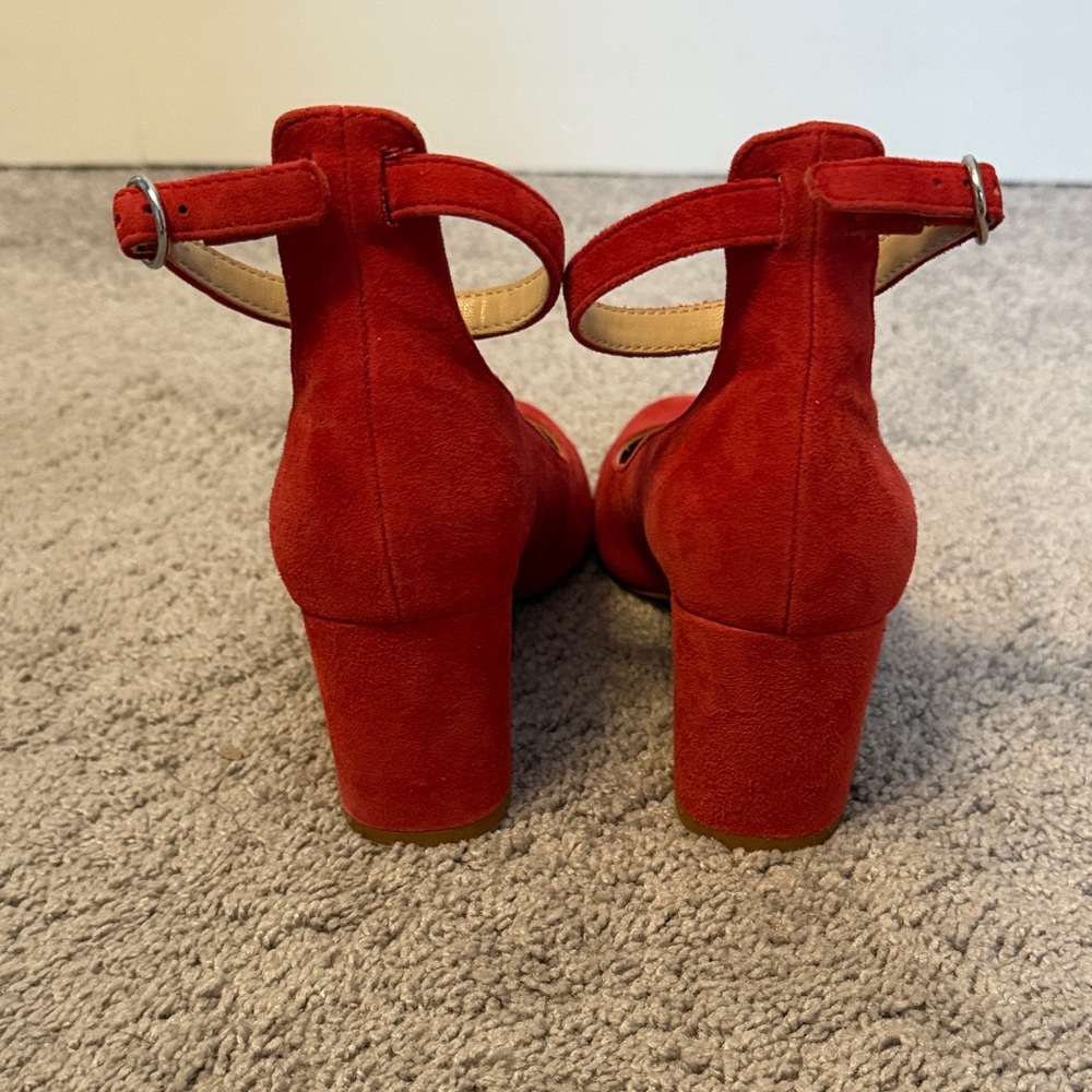 GAP Red Suede Ankle-Strap Pumps - Picture 3 of 5